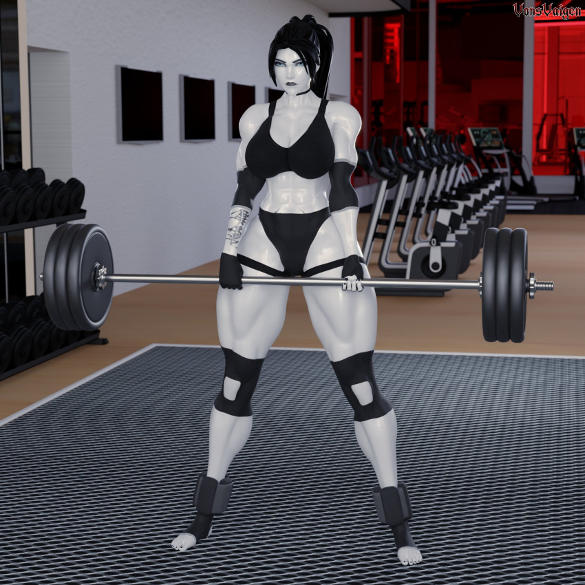 1girls 3d abs amelie_lacroix ass big_ass big_breasts black_fingernails black_hair black_nails black_thong blizzard_entertainment blue_hair braided_ponytail clothed deadlift elbow_sleeve female female_only fit fit_female goth goth_girl gym looking_at_viewer muscular muscular_female muscular_thighs no_pants oiled oiled_skin oily overwatch overwatch_2 pale-skinned_female pale_skin ponytail solo solo_female sports_bikini sports_bra sports_panties tattoo tattoo_on_stomach thick_thighs thong thunder_thighs vonsvaigen weightlifting weights wide_hips widowmaker workout_clothes yellow_eyes