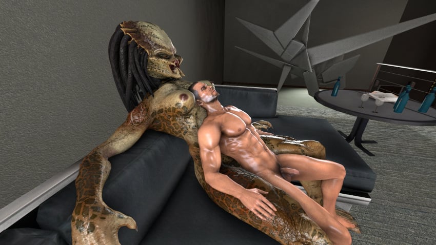 3d 3d_(artwork) alien alien_vs._predator_(franchise) commander_shepard crossover digital_media_(artwork) dominant_female dreadlocks duo female female_yautja halhatatlanhalando hi_res human humanoid interspecies larger_female male male/female maleshep mammal mass_effect muscular muscular_male not_furry nude predator_(franchise) size_difference smaller_human smaller_male source_filmmaker submissive submissive_human submissive_male xenophilia yautja