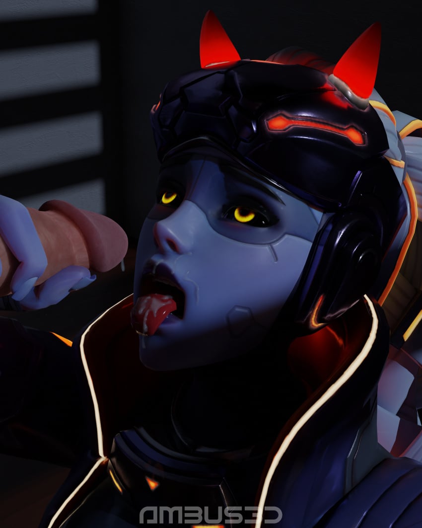 3d 3d_(artwork) ambus3d cum cum_in_mouth cum_on_face facial overwatch overwatch_2 self_upload tongue tongue_out widowmaker