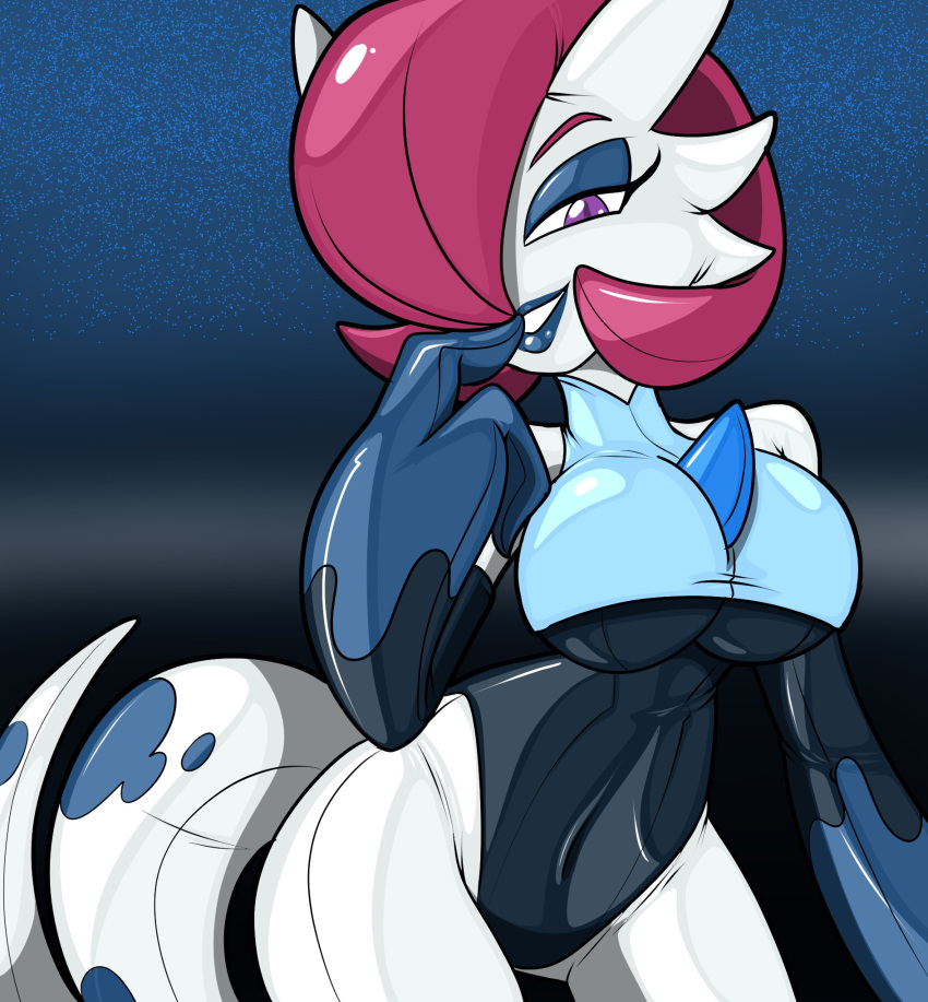 chaoscroc female gardevoir large_breasts latex lips pokemon pokemon_(species) smile thick_thighs wide_hips