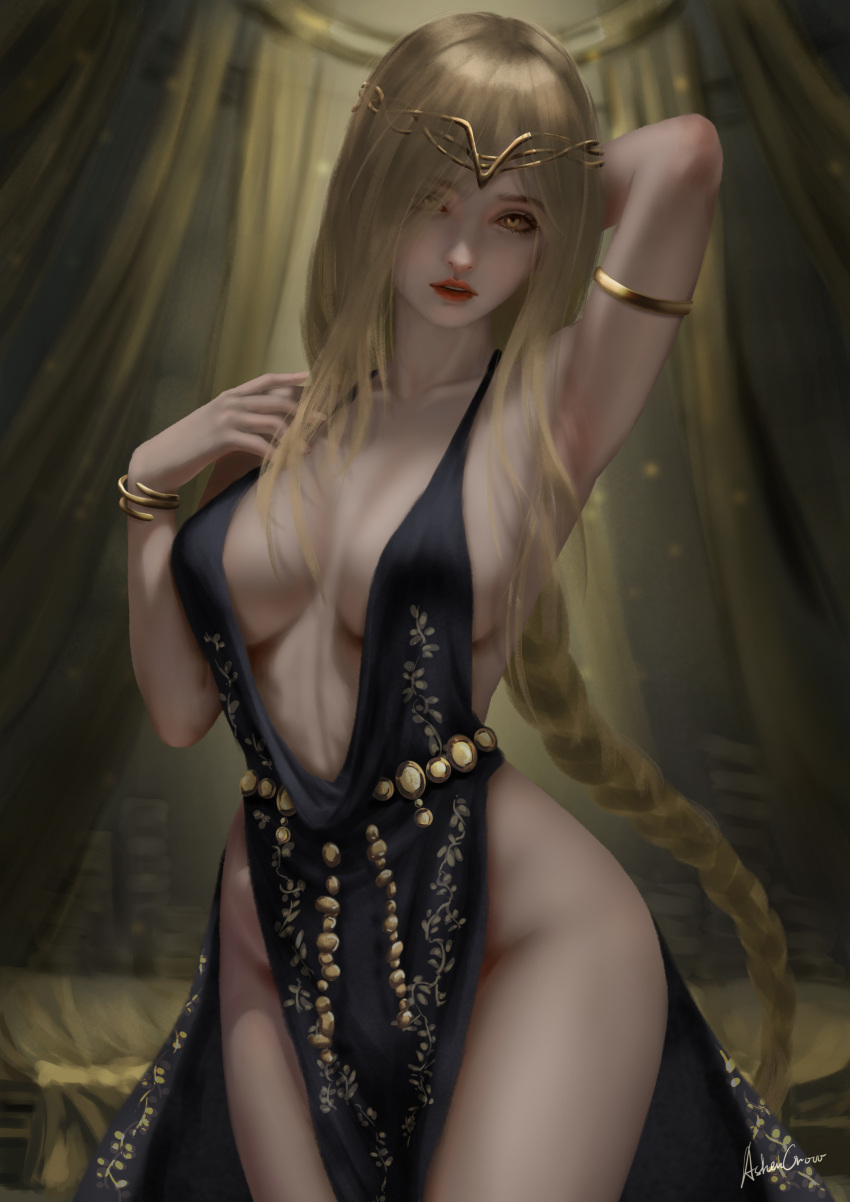 1girls ashencrow big_breasts blonde_hair elden_ring female female_only fromsoftware goddess light-skinned_female milf queen_marika_the_eternal thick_thighs wide_hips