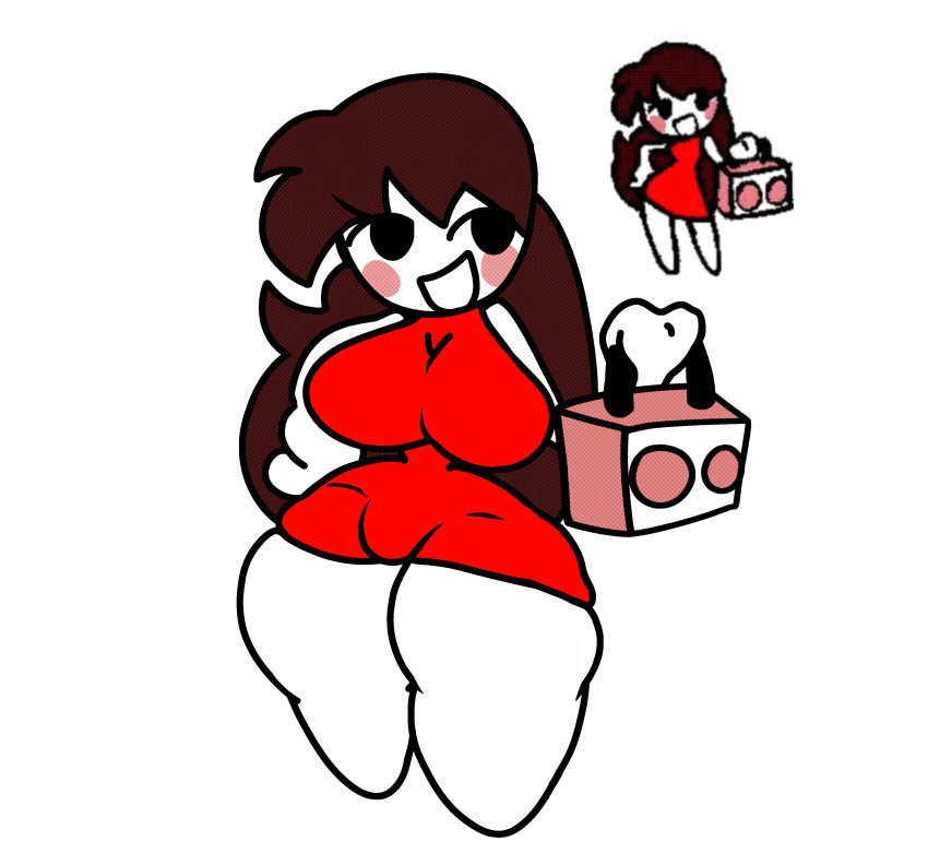 1girls ass big_breasts big_thighs breasts bulky clothed female flipnote friday_night_funkin friday_night_funkin_mod girlfriend_(friday_night_funkin) unnatural_proportion