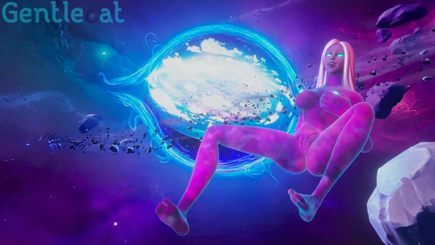 fortnite galaxy galaxy_crossfade_(fortnite) gentlecat groping_breasts masturbating masturbation outer_space pleasuring_self space stars