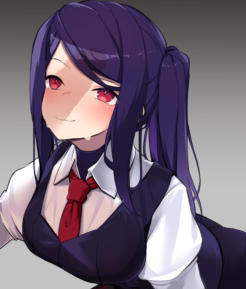 clothed_female julianne_stingray necktie penis_shadow pharetra_third purple_eyes red_eyes red_necktie smile va-11_hall-a