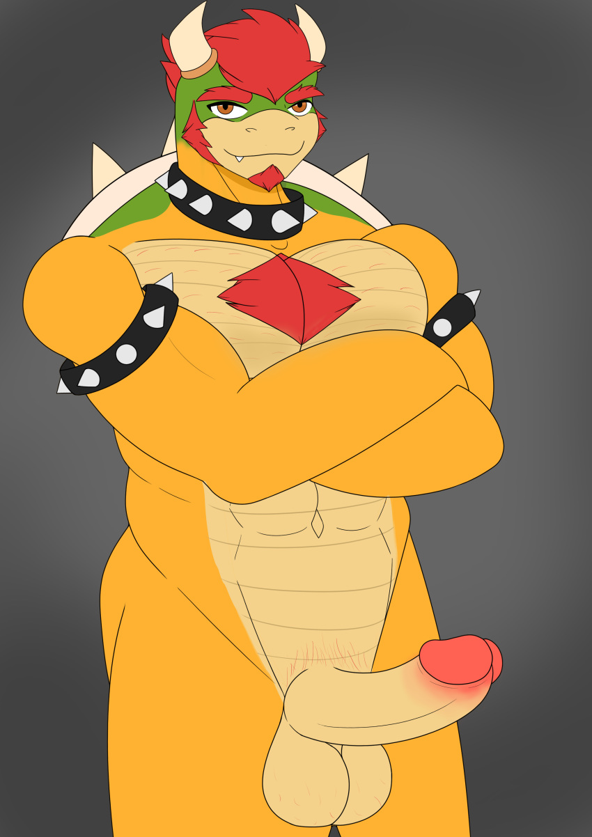 2023 3loy abs absurd_res anthro ass balls barazoku beard big_penis body_hair bowser bowser_day chest_hair collar digital_media_(artwork) erection facial_hair genitals hair hairy hi_res horn humanoid_genitalia humanoid_penis jewelry koopa looking_at_viewer male male_only mario_(series) muscular muscular_anthro muscular_male nintendo nude pecs penis pubes red_hair scalie shell smile solo spikes teeth