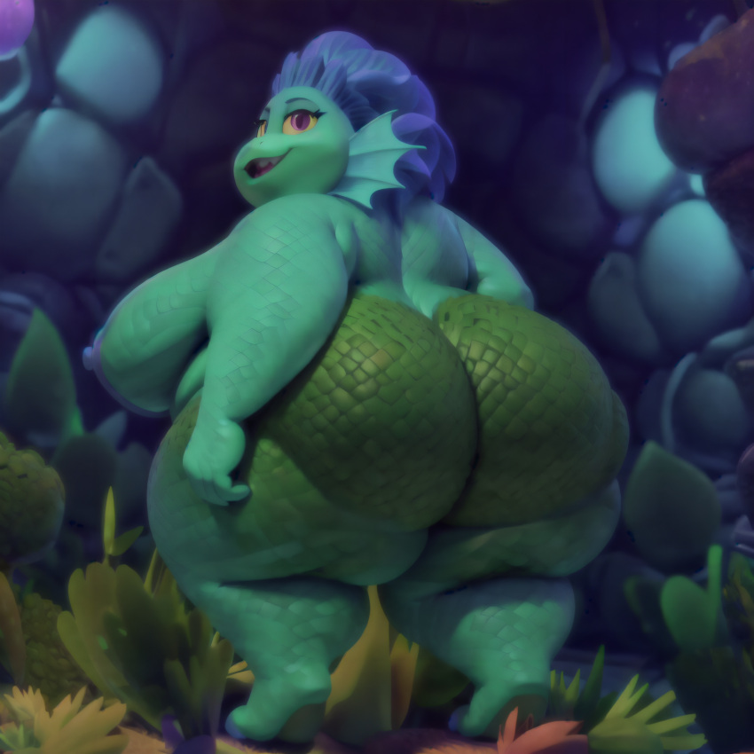 4k ai_generated animal_humanoid ass bbw big_breasts big_butt breasts chubby chubby_female daniela_paguro disney female female_only fin highres humanoid looking_back luca_(pixar_film) marine marine_humanoid matronai_(artist) mature mature_female merfolk milf nipples nude obese obese_female overweight pinup pixar stable_diffusion tail tail_fin