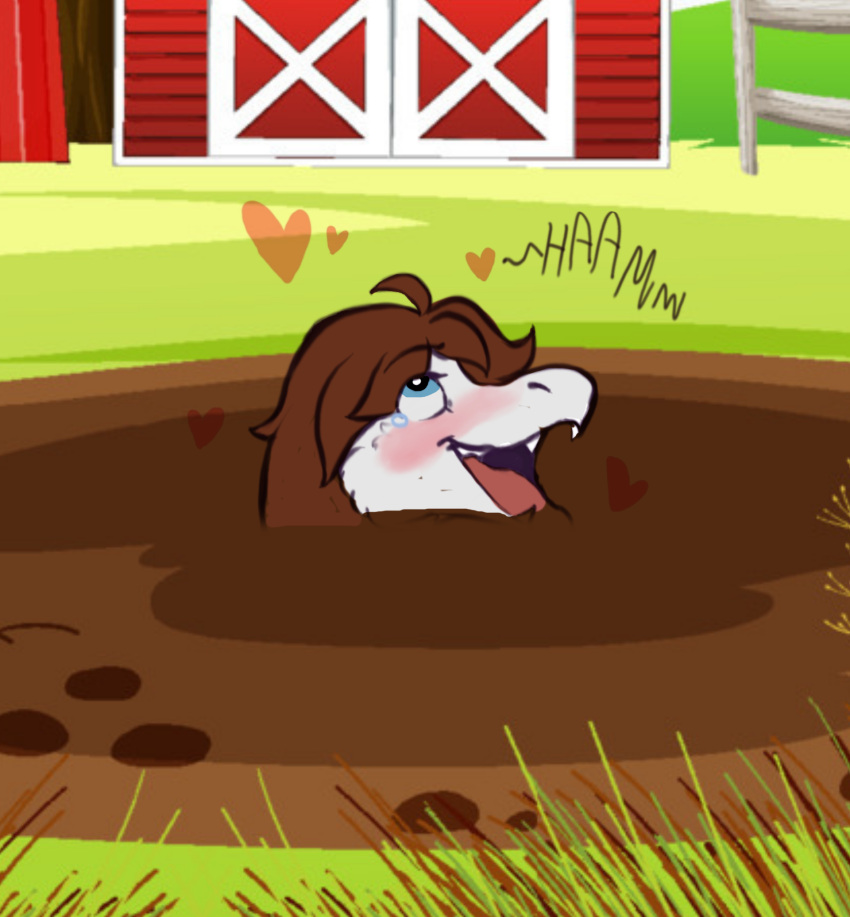 anthro barn blush chupa chupadore eyes_up farm female hi_res moan mud nude open_mouth quicksand selena_crone sinking solo tongue tongue_out