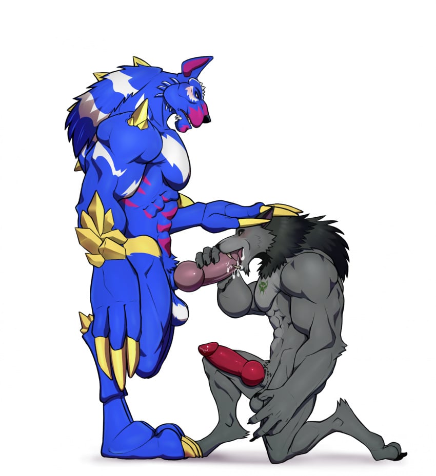 anthro beast_machines beast_mode big_penis black_claws black_nose blizzard_entertainment bodily_fluids canid canine chest_tattoo claws cum digital_media_(artwork) duo fan_character fangs fellatio genital_fluids genitals gold_claws hand_on_head hand_on_penis hasbro hi_res huge_cock hybrid knot looking_at_another looking_down machine male male/male mammal maximal muscular muscular_anthro muscular_male noble_(bm) oral penile penis robot sex seyrmo side_view simple_background takara_tomy tattoo teeth tongue transformers transformers:_beast_wars warcraft were werecanid werecanine werewolf white_background worgen