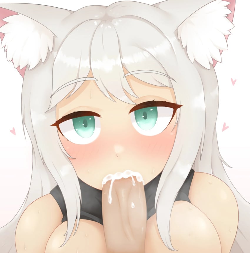 anti_(phantom_forces) blowjob cat_ears catgirl cum_in_mouth heart kayyski looking_at_viewer phantom_forces roblox roblox_game robloxian tagme vest white_background white_hair