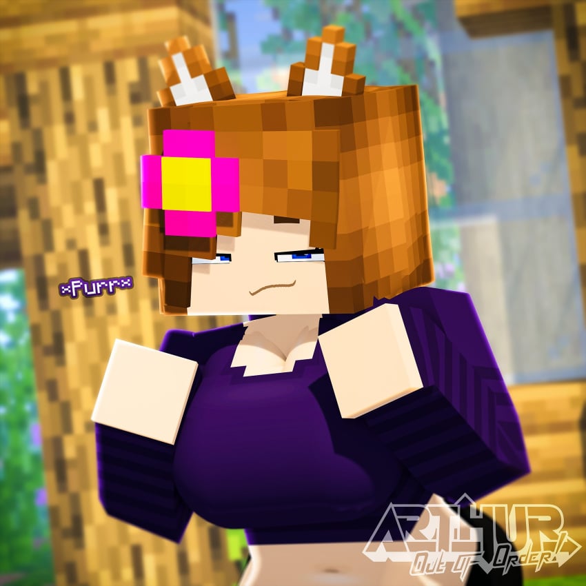 1girls 3d arthur32 big_breasts blue_eyes brown_hair cat_ears catgirl clothed_female female female_only flower_in_hair forest horny_female human_female humanoid jenny_belle_(slipperyt) light-skinned_female light_skin looking_at_viewer mine-imator minecraft outside pale-skinned_female pale_skin posing smile solo tagme watermark