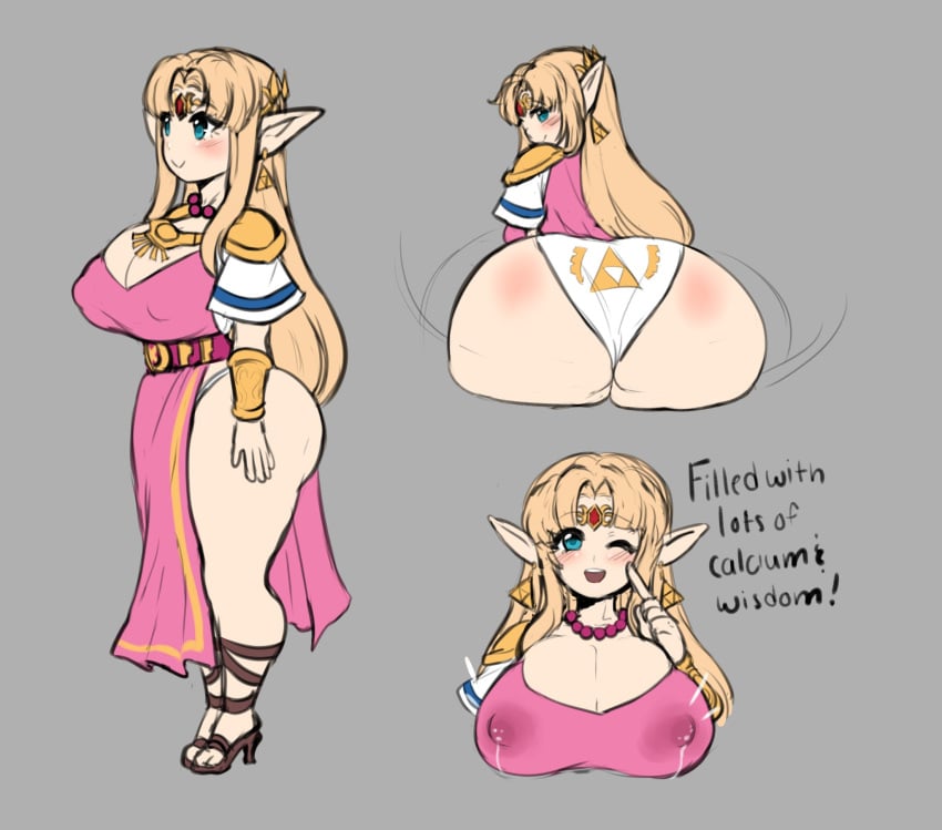 1girls 2019 big_ass big_breasts huge_ass huge_breasts jojobee jojoniumart lactation long_hair looking_at_viewer looking_back princess_zelda tagme text the_legend_of_zelda zelda_(a_link_between_worlds)