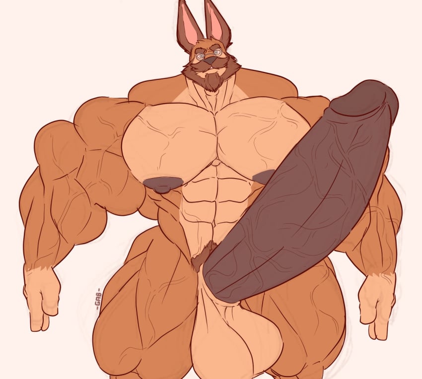 abs anthro balls big_balls big_biceps big_pecs big_penis boner erection furry gab_art genitals hi_res huge_cock hybrid hyper hyper_genitalia hyper_penis lagomorph leporid male male_only mammal muscular muscular_anthro muscular_male muscular_thighs nude pecs penis plant rabbit simple_background solo solo_male vines white_background wolfie_canem