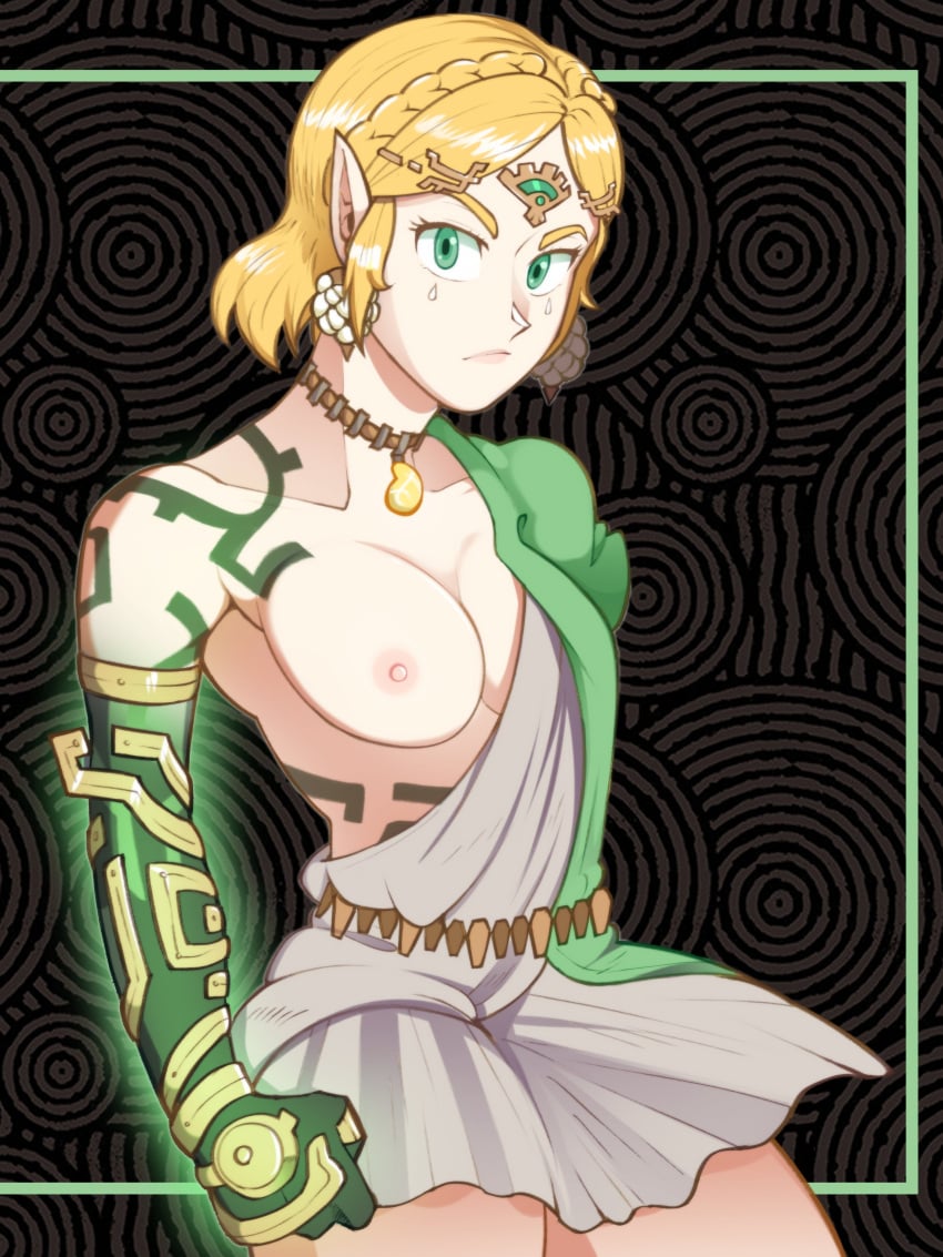 1girls absurd_res areolae blonde_hair braided_hair breasts female female_only greatdaze green_eyes link_(cosplay) looking_at_viewer nintendo nipples one_breast_out pointy_ears princess_zelda solo tears_of_the_kingdom the_legend_of_zelda zelda_(tears_of_the_kingdom) zelda_protagonista