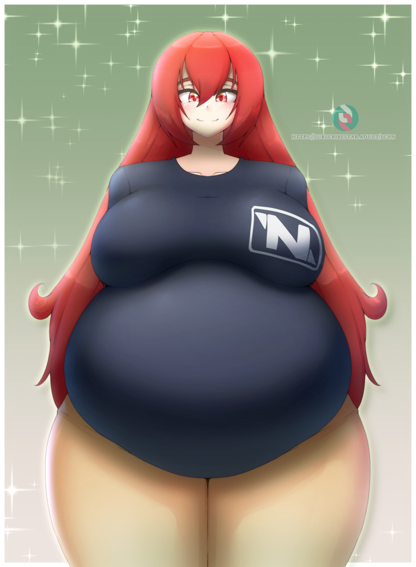 1girls bangs belly belly_bulge big_belly big_belly_bulge big_breasts blush blush breasts digestion fat fat_female female_pred human_pred light-skinned_female light_skin long_hair milf milf_pred oral_vore original original_character post_digestion post_vore red_hair red_hair scynyara soft_vore solo solo_female solo_focus sparking thick_thighs thighs vore vore_belly