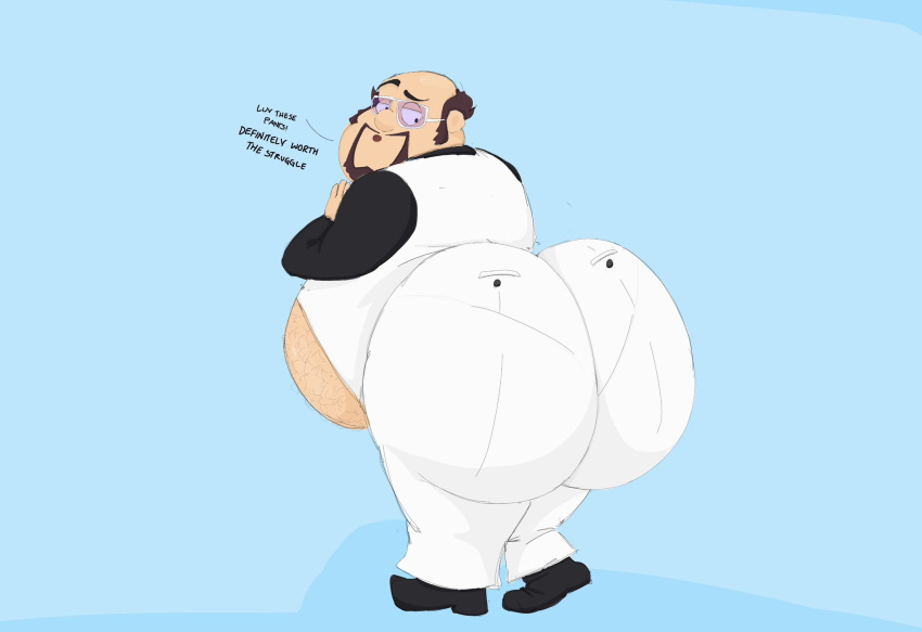 1boy animehikaridesu balding bhm big_ass big_belly big_butt briefs brown_hair gay gigantic_ass gigantic_butt hairy_ass hairy_butt huge_ass huge_butt kick_buttowski male male_only mr._vickle overweight overweight_male solo solo_male superchub tight_pants