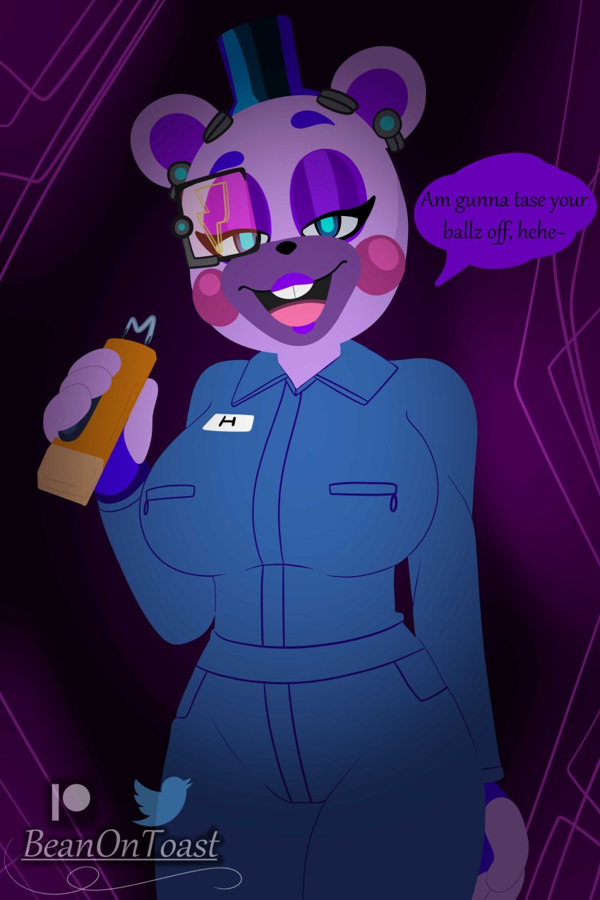 anthro ballbust ballbusting beanontoast big_breasts cbt clothed electroshock_weapon five_nights_at_freddy's five_nights_at_freddy's:_security_breach helpi helpy imminent_ballbusting rule_63 security_breach:_ruin taser tazer thick_thighs