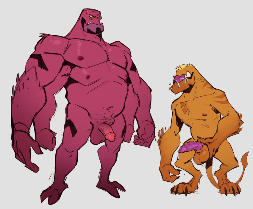 4_arms 4_eyes anthro balls bara ben_10 boner erection flaccid fourarms furry male male_only multi_arm multi_eye multi_limb multi_pec muscles muscular no_eyes nude penis red_body red_skin size_difference tetramand tongue_out tuskyrayan vulpimancer wildmutt