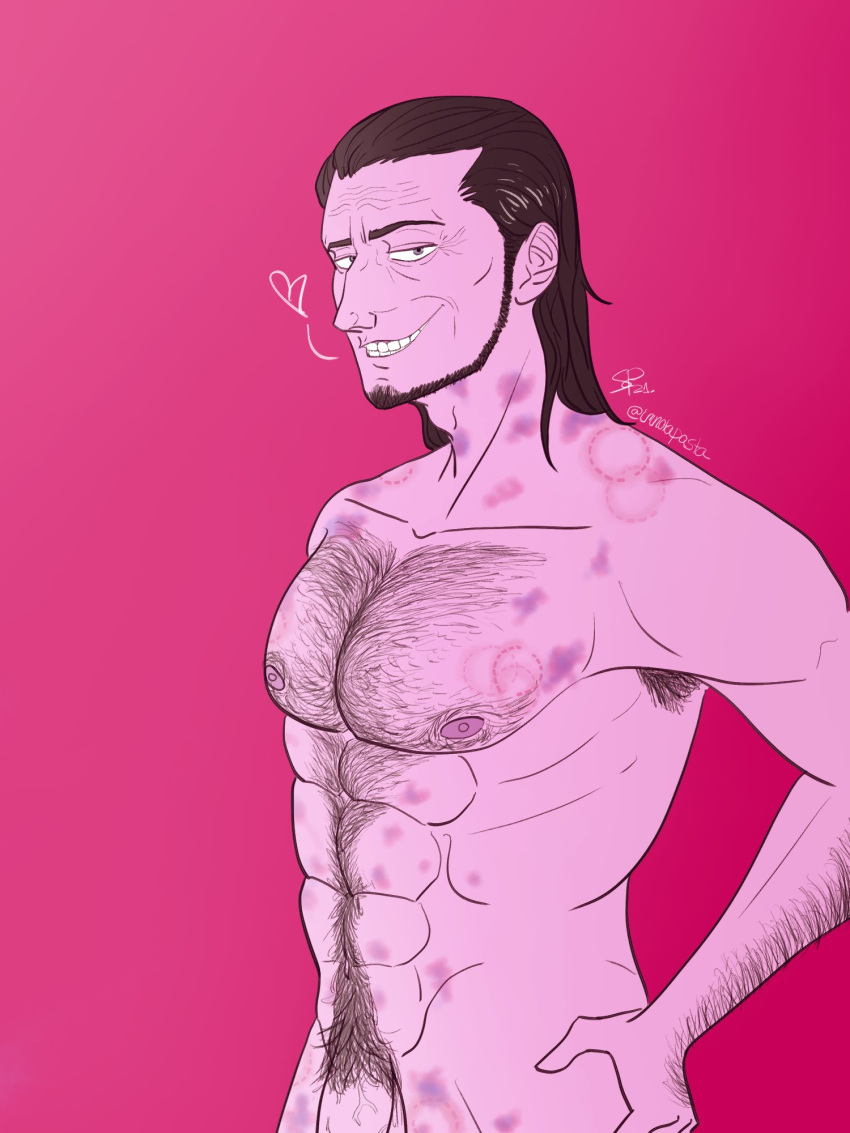 attack_on_titan bite_mark bitemarks chest_hair kenny_ackerman male male_only posing shingeki_no_kyojin