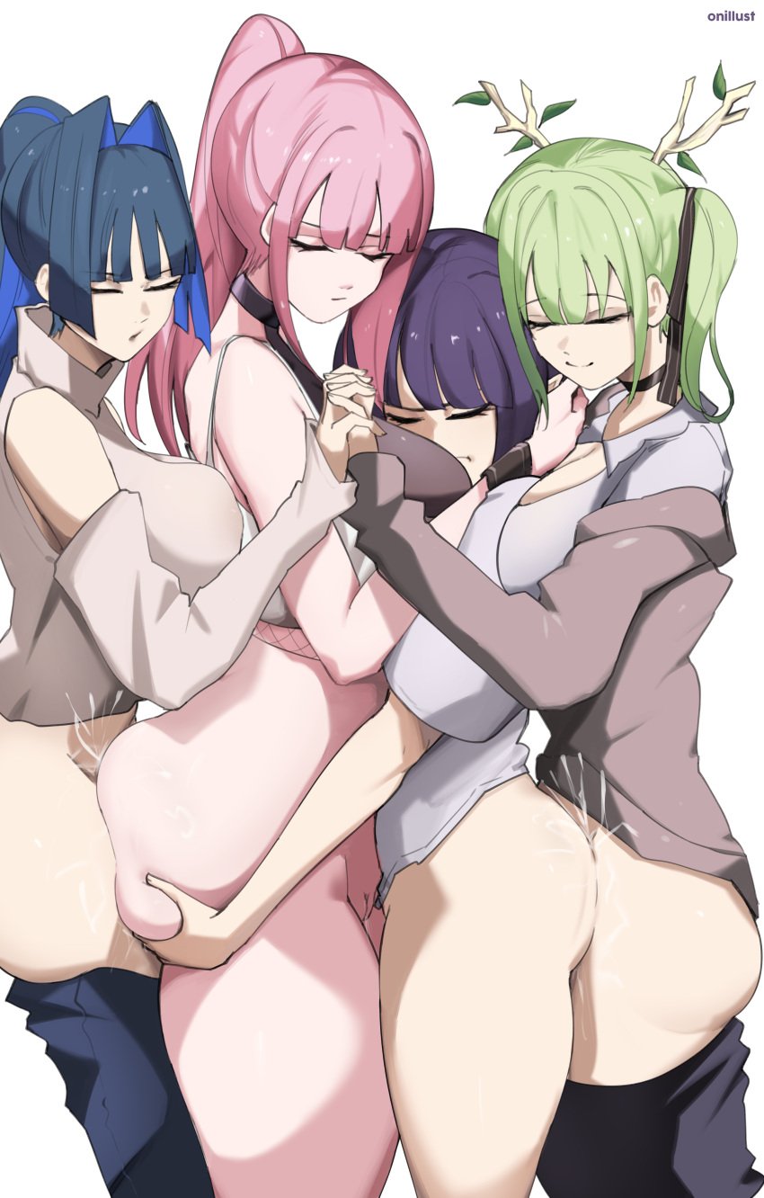 2futas 2girls bangs big_ass big_breasts big_butt bottomless breasts ceres_fauna ceres_fauna_(3rd_costume) clothed clothing cum cum_in_pussy cum_inside dripping_pussy female foursome futa_on_female futanari grabbing_ass holding_hands hololive hololive_english hololive_english_-council- hololive_myth hugging human lesbian_sex light-skinned_female light-skinned_futanari light_skin long_hair mori_calliope ninomae_ina'nis o22no ouro_kronii partially_clothed sex sex_from_behind source_request standing standing_sex virtual_youtuber vtuber wet_pussy youtube youtuber