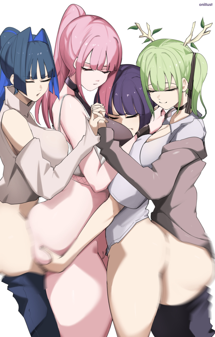 2futas 2girls bangs big_ass big_breasts big_butt bottomless breasts ceres_fauna ceres_fauna_(3rd_costume) clothed clothing fast_thrusts female foursome futa_on_female futanari grabbing_ass holding_hands hololive hololive_english hololive_english_-council- hololive_myth hugging human lesbian_sex light-skinned_female light-skinned_futanari light_skin long_hair mori_calliope mostly_clothed ninomae_ina'nis o22no ouro_kronii partially_clothed pounding sex sex_from_behind source_request standing standing_sex virtual_youtuber vtuber youtube youtuber