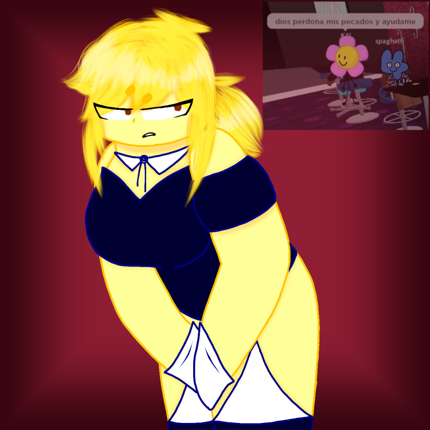 angry_face battle_for_bfdi battle_for_dream_island bfb big_breasts black_suit breasts color colored female goofy_ahh humanized object_shows red_background rule_63 tagme x_(bfb) yellow_body yellow_hair yellow_skin