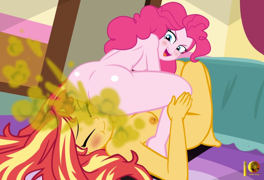 2girls ass_on_face asshole big_ass bubble_butt equestria_girls facesitting fart fart_fetish farting farting_in_face female moonpearl my_little_pony naughty_face pinkie_pie_(eg) pinkie_pie_(mlp) straight_hair sunset_shimmer yuri