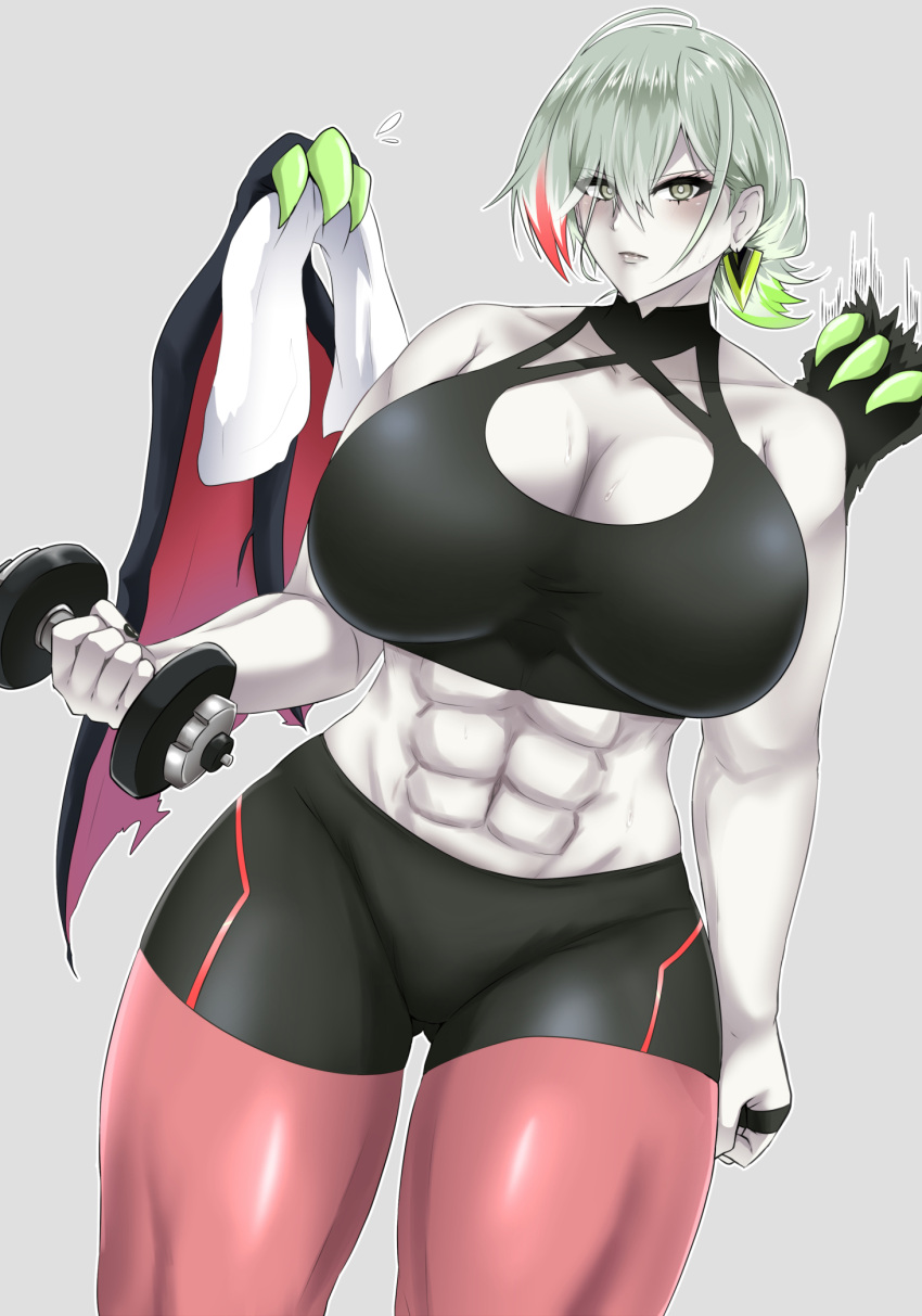 1girls abs demon_girl diabellestarr_the_dark_witch duel_monster grey_skin liftind muscular muscular_female yu-gi-oh!