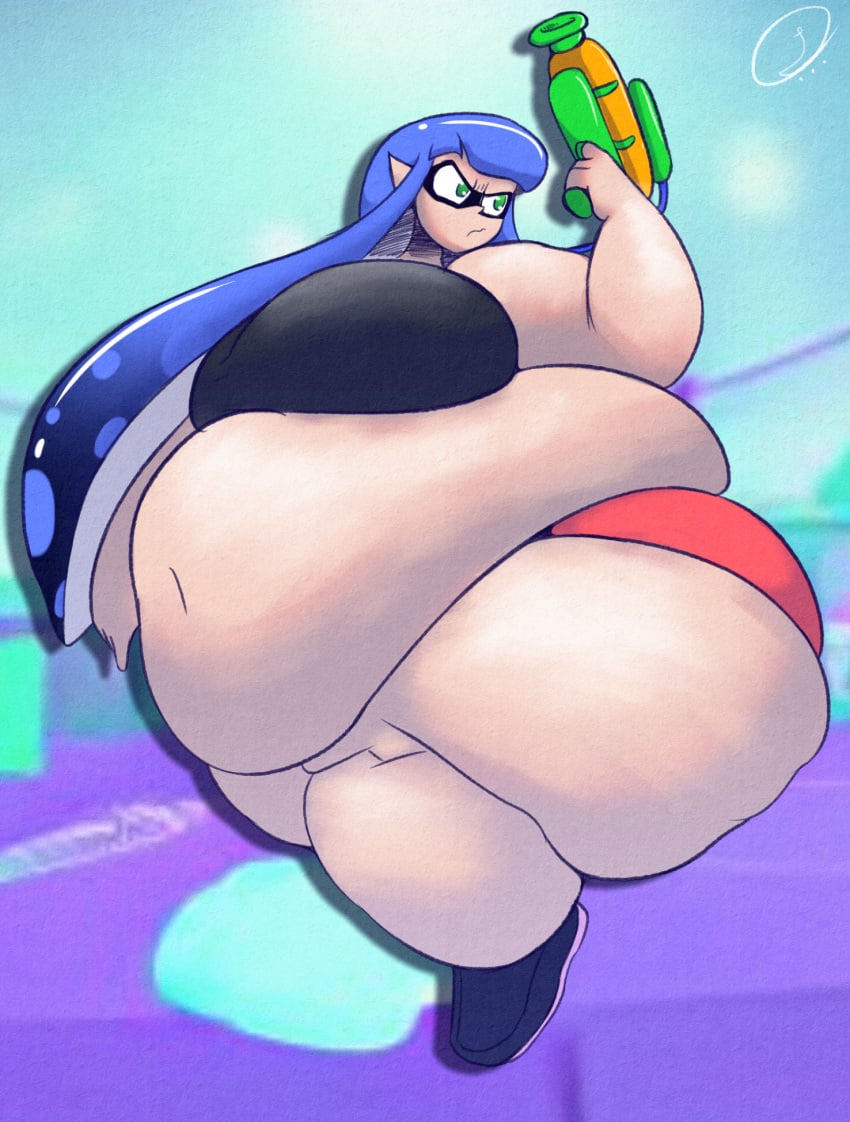 big_belly inkling inkling_girl mr-loading overweight splatoon tagme