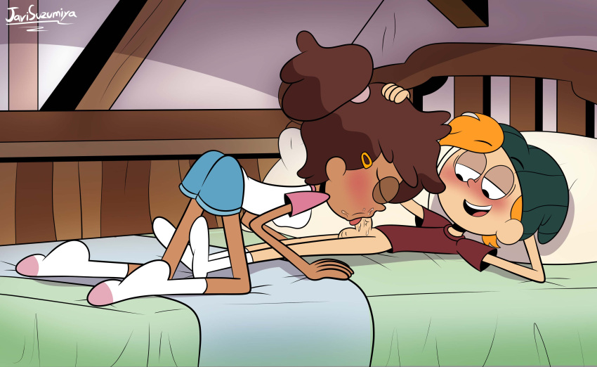 accurate_art_style amphibia anne_boonchuy asian_female blowjob blowjob_face brown_hair clothing disney disney_channel high_resolution human human_only humanized javisuzumiya male/female no_pants oral penis sprig_plantar straight straight_hair tagme thai twig_(amphibia)