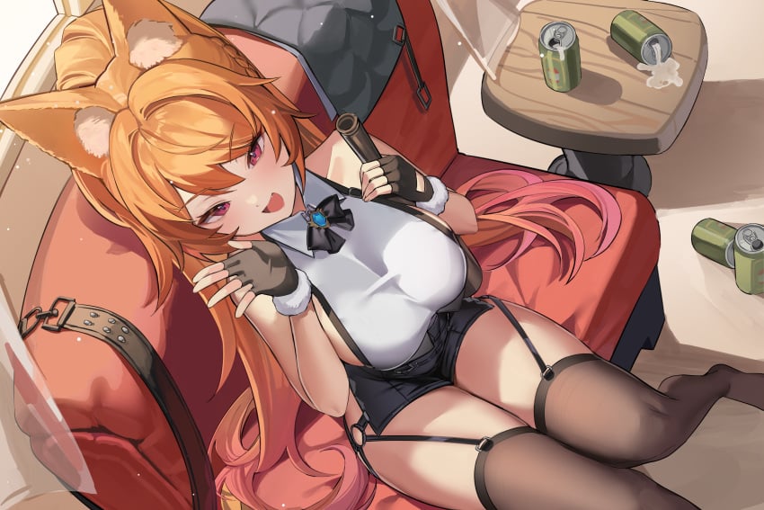 1girls ellin_meiji fox_girl orange_hair virtual_youtuber vtuber