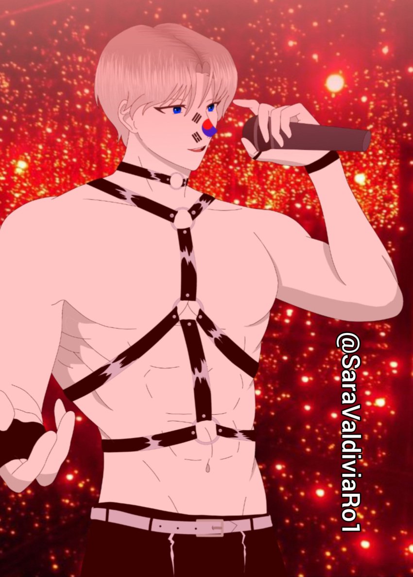 1boy blue_eyes countryhumans eyebrows_visible_through_hair male male_only saravaldiviaro1 simple_background south_korea_(countryhumans) watermark white_body white_hair white_skin