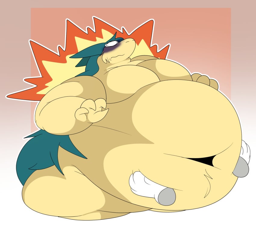 bakphoon belly_grab big_breasts breasts castdraws_(artist) chubby obese overweight pokemon pokemon_(species) typhlosion