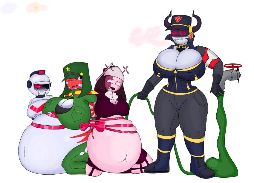 4girls belly_expansion belly_inflation big_belly big_breasts bow clothing countryhumans countryhumans_girl countryhumans_oc crossover earrings echo_chamber(ech0chamber) english_text expansion fanart female female_only friday_night_funkin friday_night_funkin_mod inflated_belly inflation inflation_fetish japanese_empire_(countryhumans) jeff194 sarvente_(dokki.doodlez) text transparent_background watermark yuri