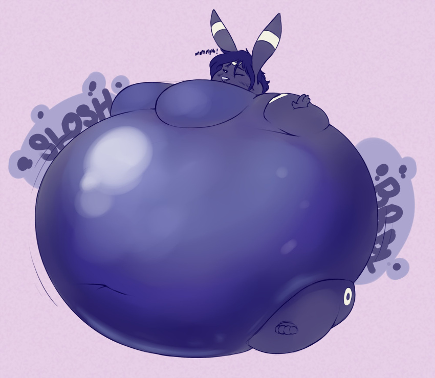 big_breasts blacky_(pokemon) blueberry_inflation breasts eeveelution female jennysmallergod pokémon_(species) pokemon spherical_inflation sunken_head sunken_limbs umbreon