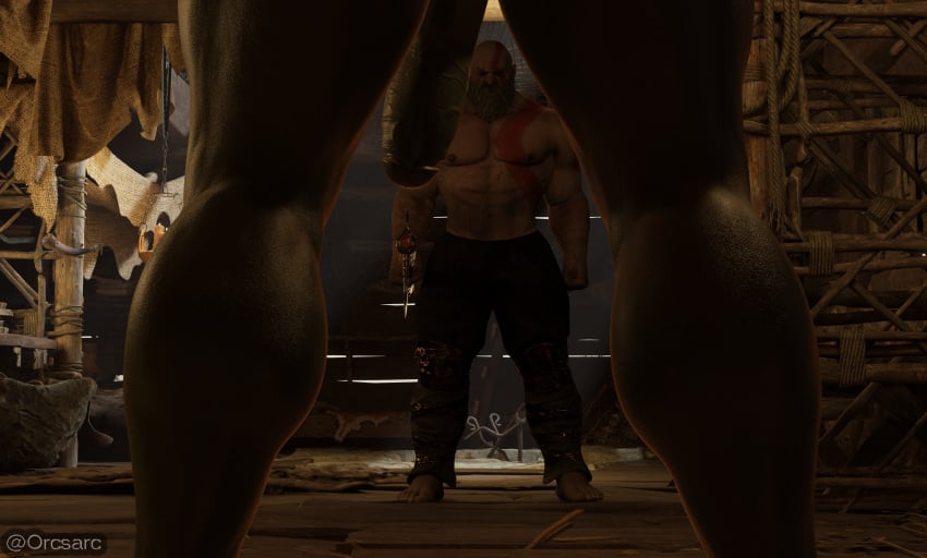 3d bara big_penis gay god_of_war kratos male_only muscular_male nude orc orcsarc sony_corporation sony_interactive_entertainment