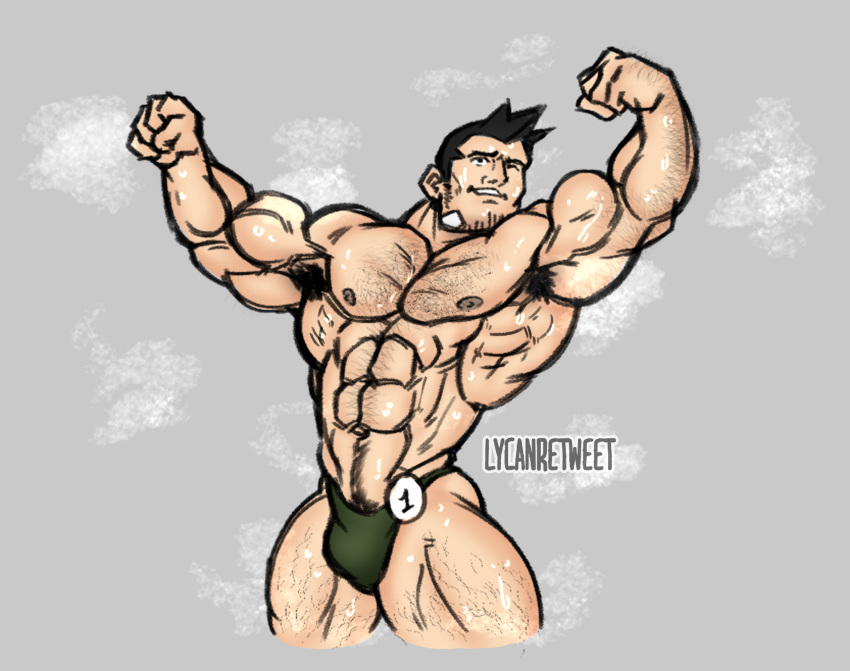 bodybuilder dick_gumshoe flexing flexing_arms gyakuten_saiban hairy hairy_male jockstrap lycanretweet male_only muscles muscular muscular_male musk musk_clouds