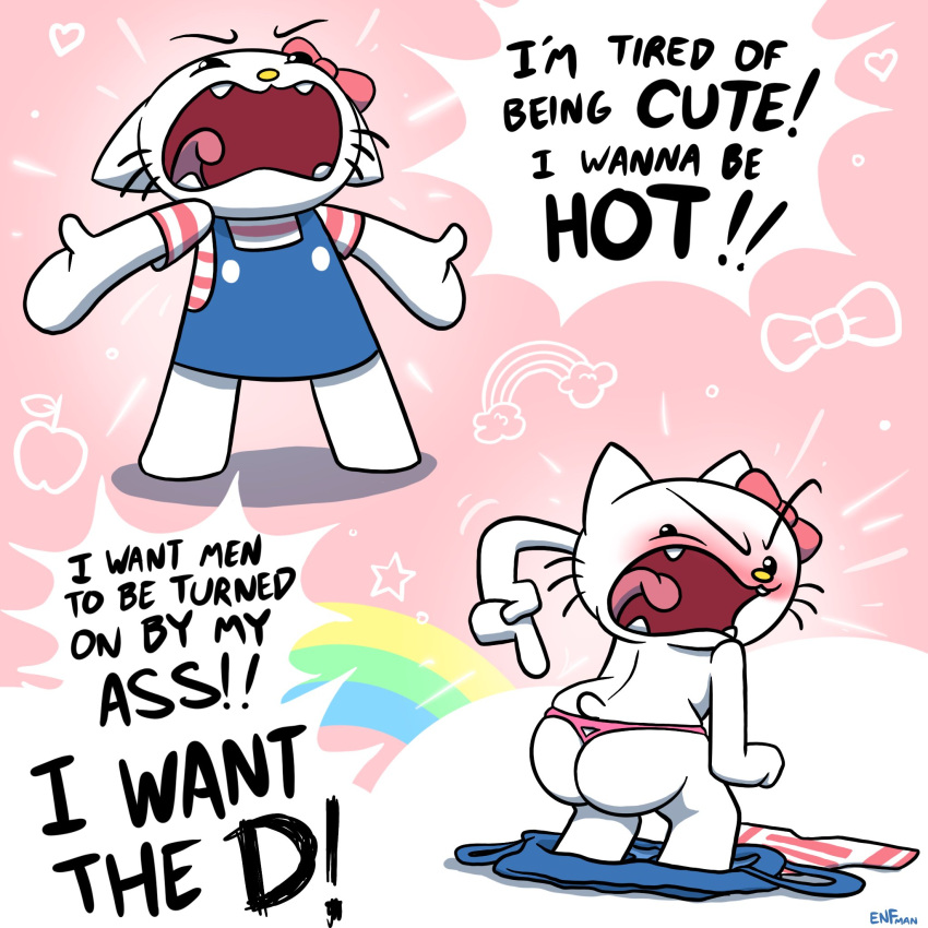 angry anthro ass funny hello_kitty hello_kitty_(character) hello_kitty_(series) humor kitty_white panties pointing sanrio theenfman undressing