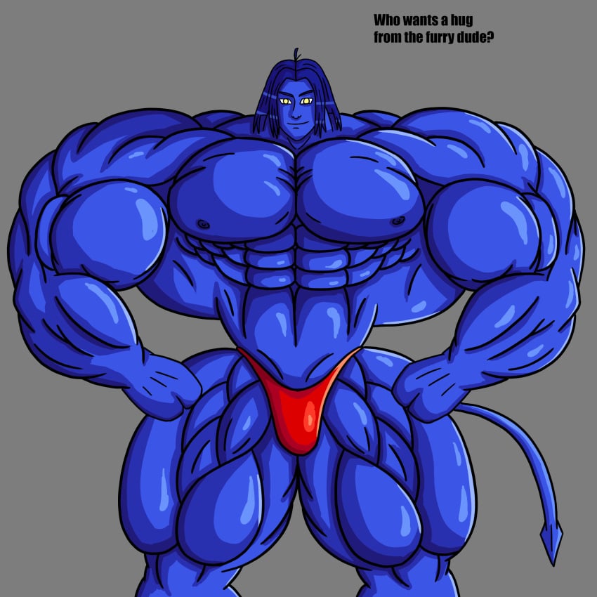 1boy abs biceps big_muscles blue_hair blue_skin huge_muscles imafrnin large_muscles male male_only marvel marvel_comics muscles muscular muscular_male nightcrawler pecs solo speedo tail x-men x-men_evolution yaoi