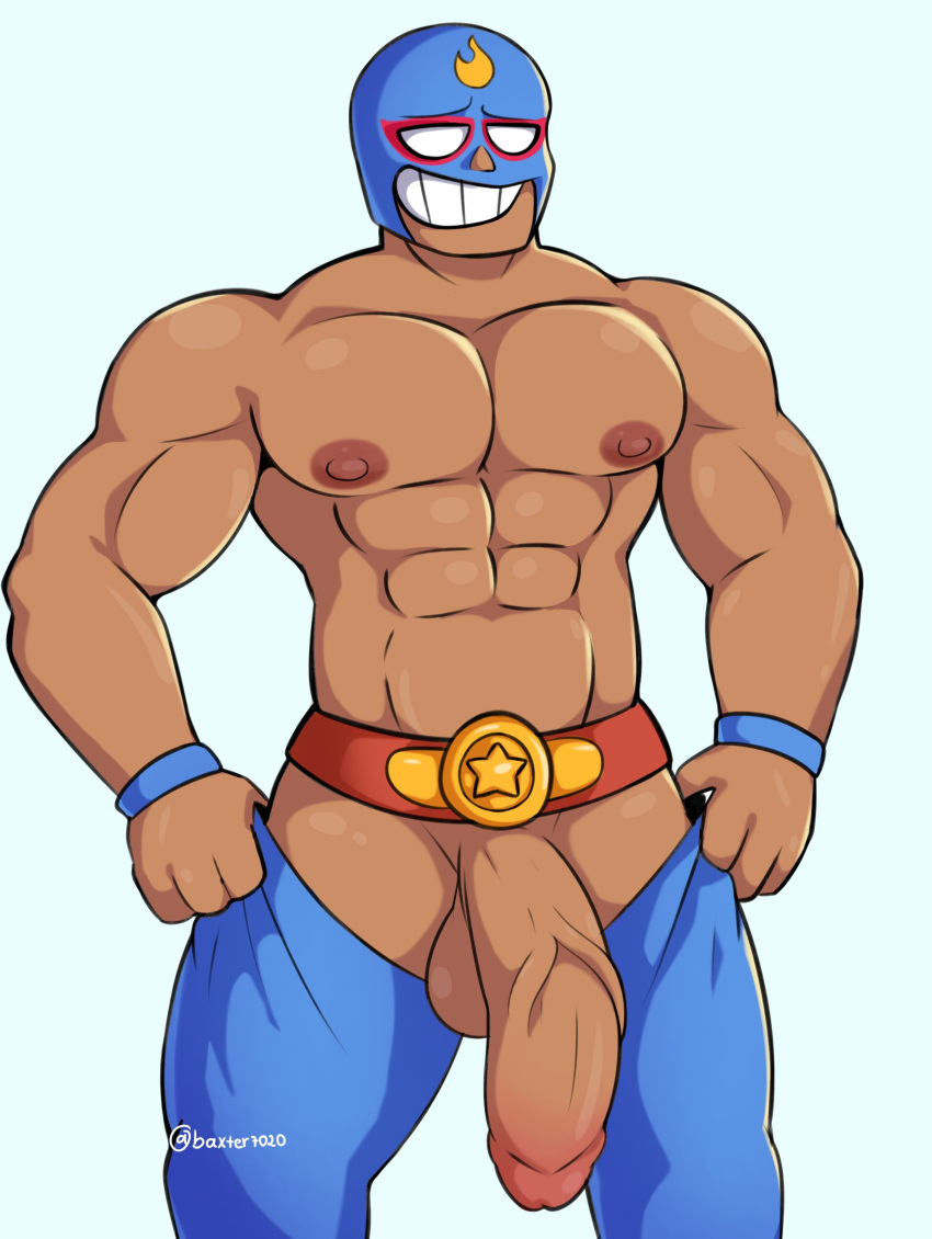 bara baxter7020 baxtertvin big_pecs big_penis brawl_stars el_primo_(brawl_stars) gay male_focus male_only muscles muscular muscular_male nipples penis