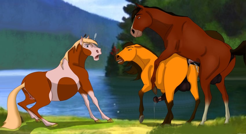 anatomically_correct anatomically_correct_genitalia anatomically_correct_penis anatomically_correct_pussy animal_genitalia animal_penis animal_pussy balls bodily_fluids brown_body brown_fur character_request cuckquean cum cum_in_ass cum_inside dreamworks dripping duo equid equine equine_genitalia equine_penis equine_pussy female feral feral_on_feral feral_penetrated feral_penetrating feral_penetrating_feral fur gay gay_sex genital_fluids genitals hi_res holidaypup hooves horse male male/male mammal outside penetration penis precum precum_drip pussy rain_(cimarron) river sex spirit:_stallion_of_the_cimarron spirit_(cimarron) water yellow_body yellow_fur