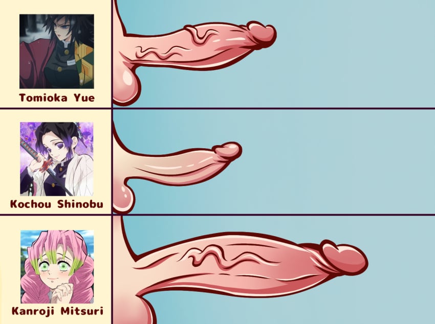 3futas big_penis comparing_penis demon_slayer futanari genderswap_(mtf) kanroji_mitsuri kimetsu_no_yaiba kochou_shinobu penis_size_chart rule_63 tomioka_giyuu vmax