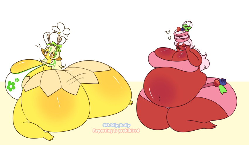 2girls ass_bigger_than_head big_ass big_breasts boob_window breasts_bigger_than_head clothed female female_only hyper_ass hyper_breasts multiple_girls nintendo oddly_bally pikmin pikmin_(species) red_pikmin yellow_pikmin