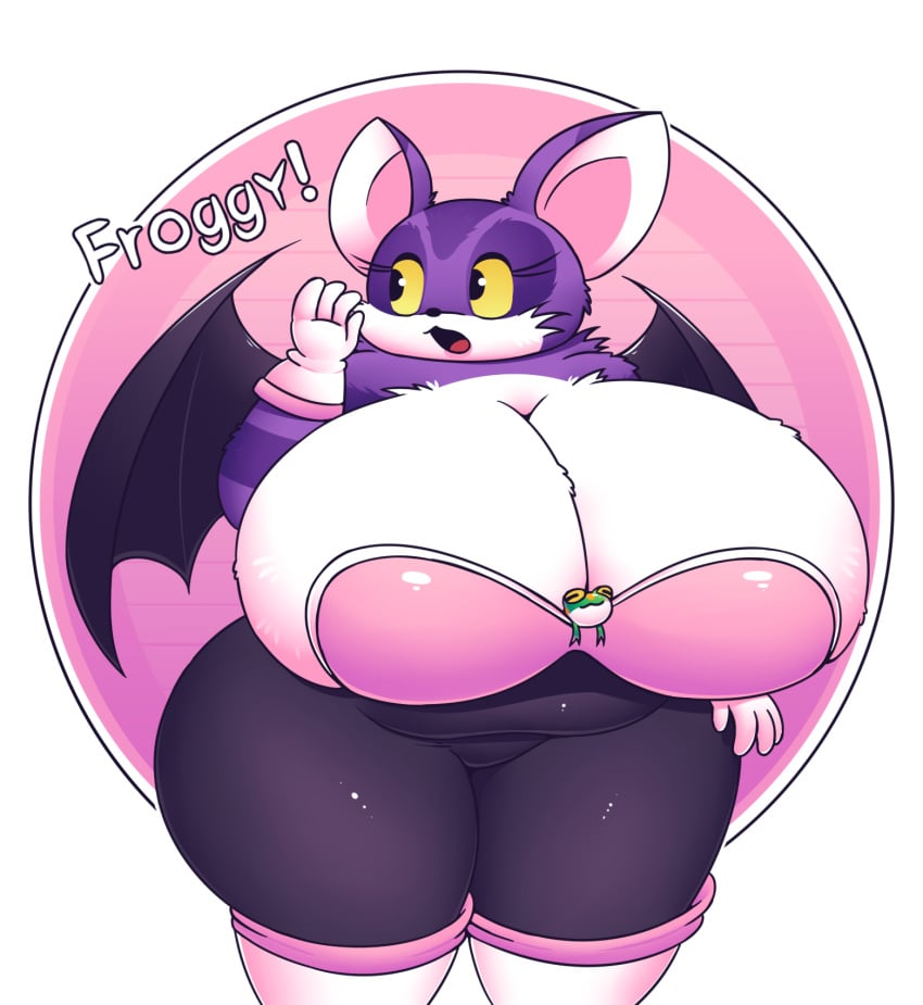 1girls animal_humanoid anthro ass bat_wings belly big_the_cat chubby chubby_female cleavage eyelashes fat feline feline_humanoid female female_focus female_only frog froggy_(sonic) fur fur_breasts fur_thick_thighs furry genderswap_(mtf) gloves hips huztar hyper hyper_breasts large_ass large_breasts purple_fur rouge_the_bat_(cosplay) rule_63 sega sonic_(series) sonic_the_hedgehog_(series) stomach thighs wide_hips yellow_sclera