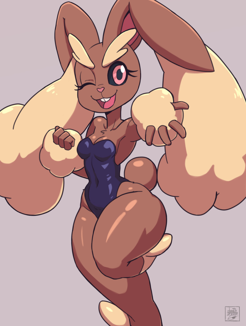 anthro brown_body brown_fur bunny_costume bunnysuit clothed clothing deathzera female fur generation_4_pokemon humanoid lagomorph lopunny mammal nintendo pokémon_(species) pokemon pokemon_(species) rubber_suit solo