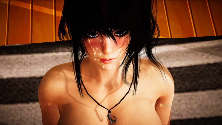 3d big_ass big_breasts black_hair blue_eyes clarie_(my_sister_and_i) cum cum_in_face female female_focus female_only game heroine intetsu my_sister_and_i necklace sisters stepsister tortilla_dreams