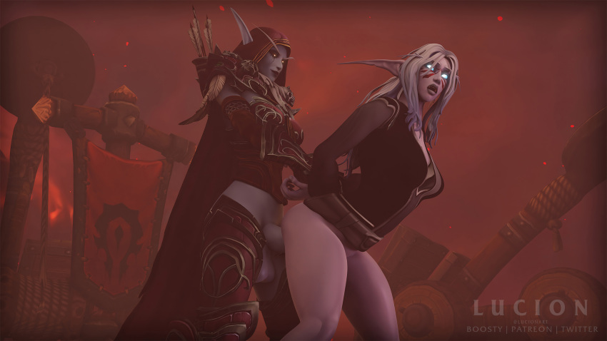 1futa 1girls 3d 3d_(artwork) anal anal_sex banshee_(warcraft) blizzard_entertainment blood_elf blue_eyes domination female forsaken futa_on_female futanari horde_domination light-skinned_female lucionart night_elf night_elf_female red_eyes sylvanas_windrunner undead_(warcraft) undead_futa warcraft white_hair world_of_warcraft