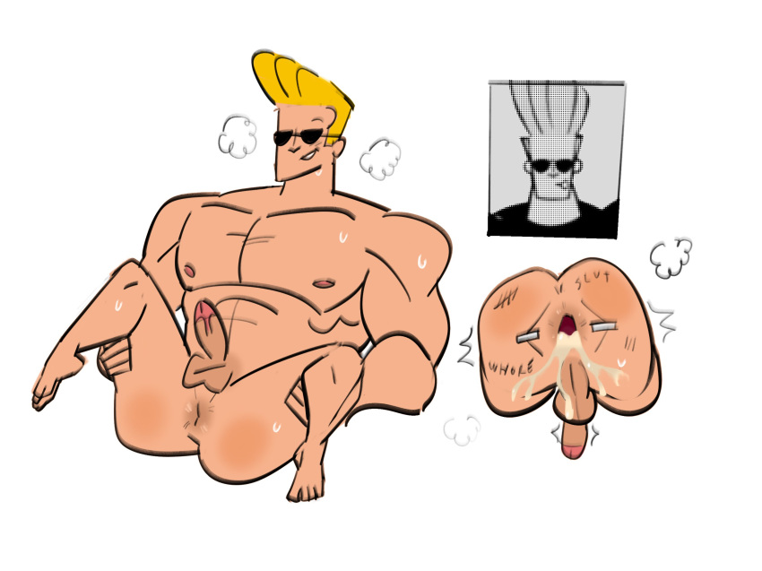 1boy after_anal anus ass emissionswhite gay johnny_bravo johnny_bravo_(series) male male_only showing_ass solo spread_legs