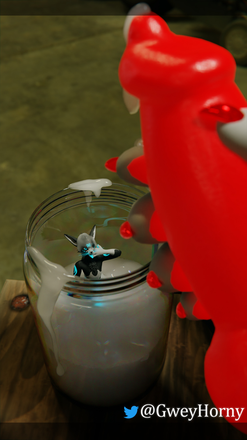 anthro big_dom_small_sub bodily_fluids container cum dominant duo genital_fluids gweke(gwey) gwey gweyhorny hi_res jar jey(gwey) knot male male/male rexouium size_difference