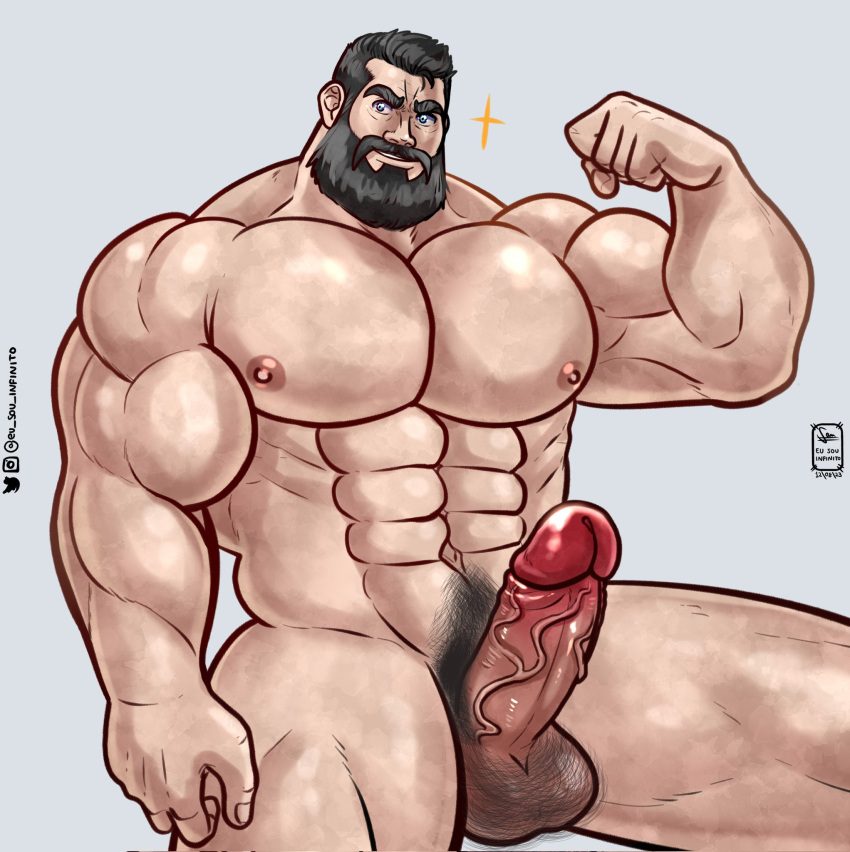 1boy 2023 abs balls bara beard big_balls big_muscles big_pecs big_penis black_hair colossus daddy dilf erection eu_sou_infinito flexing gay hair human male male_only marvel marvel_comics moustache muscular muscular_human muscular_male navel nipples nude pecs penis pubes signature solo uncensored x-men yaoi