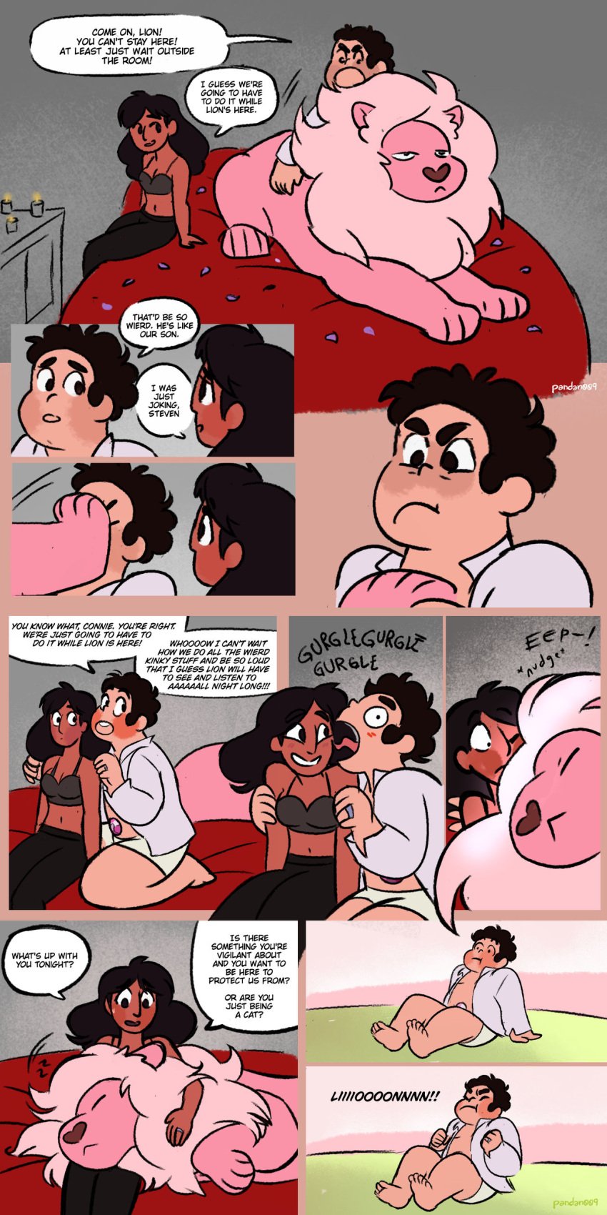 bigger_male canon_couple chubby_male cockblock cockblocked comic connie_maheswaran dark-skinned_female fat_man frustrated indian_female light-skinned_male lion_(steven_universe) married_couple santan999 screwpinecaprice steven_quartz_universe steven_universe straight underwear